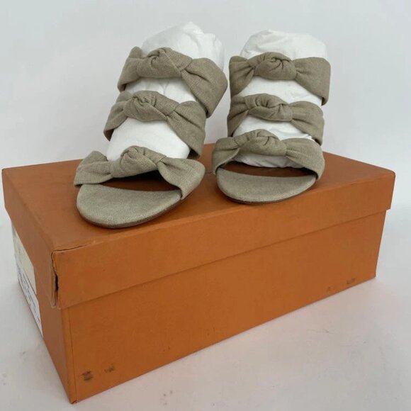 Le Monde Beryl Cork Linen Knot Heels Size 39 - U.S. Size 9 - Picture 1 of 5